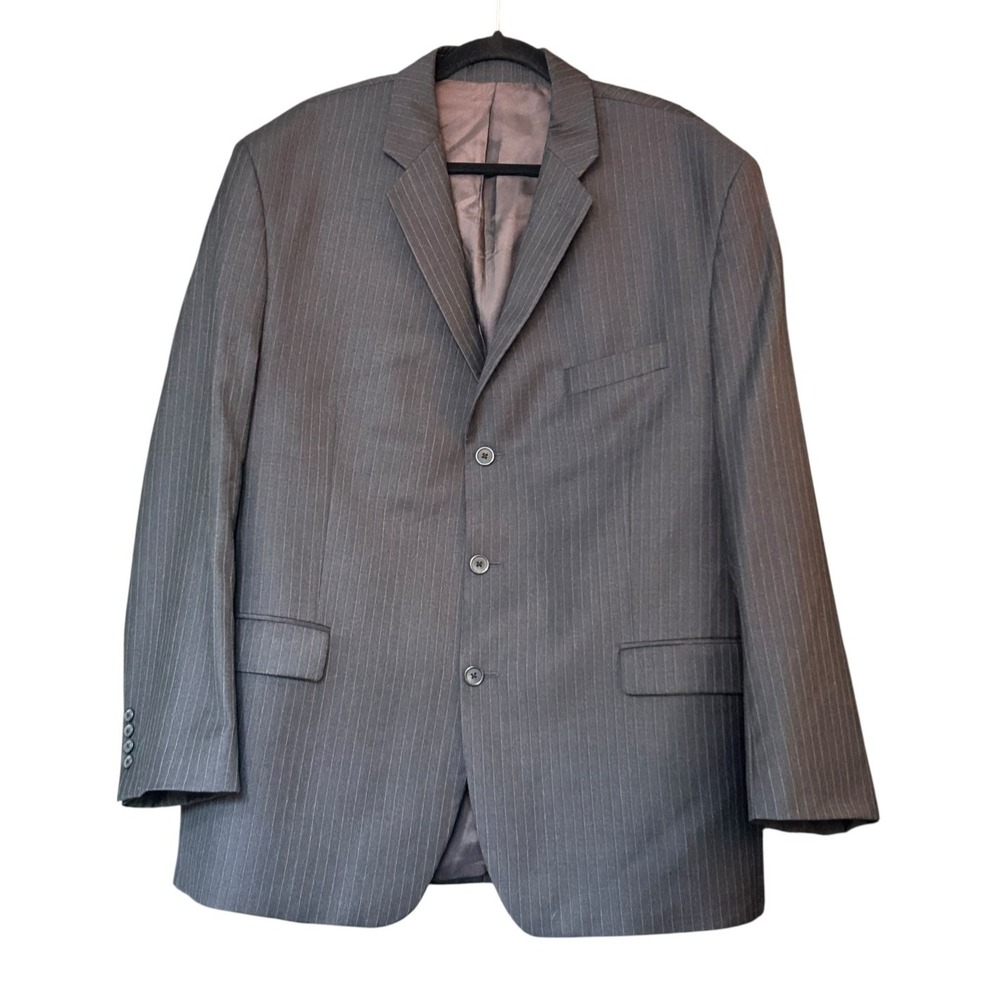 Alfani Blazer Sport Coat Suit Jacket Mens 48R Dark Gray 100% Wool
